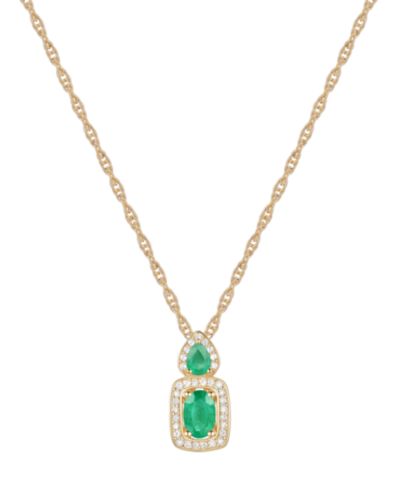 Подвеска-кулон Emerald & Diamond Halo 18" в 14k Gold
