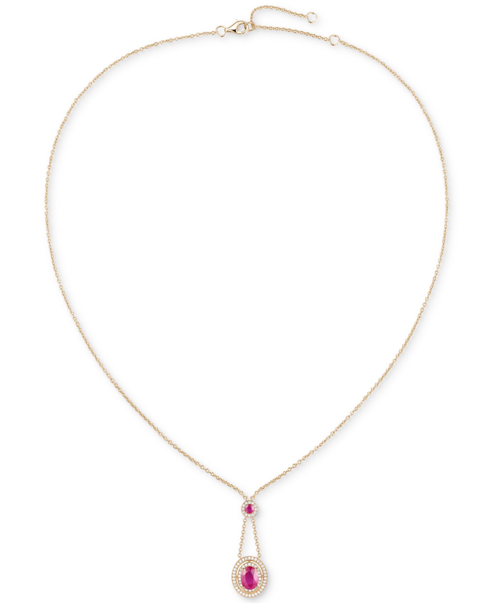 Ожерелье Ruby & Diamond Halo Lariat в 14k Gold