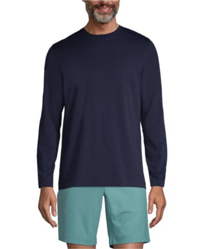 Lands' End Мужская хлопковая футболка Supima с длинным рукавом