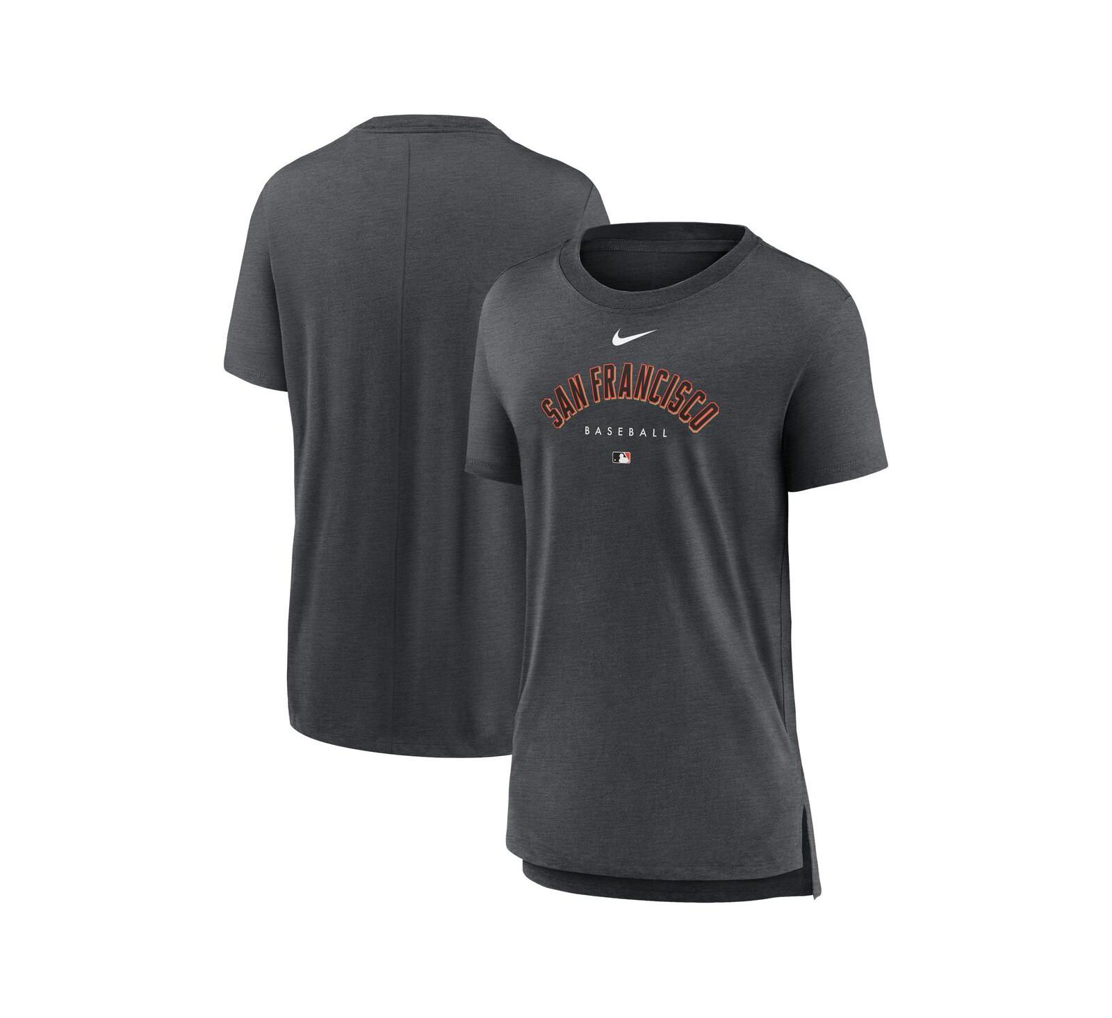Women's Nike Heather Charcoal San Francisco Giants Authentic Collection Early Work Tri-Blend T-shirt