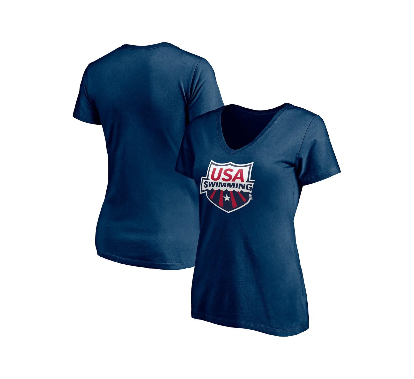 Женская футболка Fanatics Navy USA Swimming Core Primary Logo V-Neck