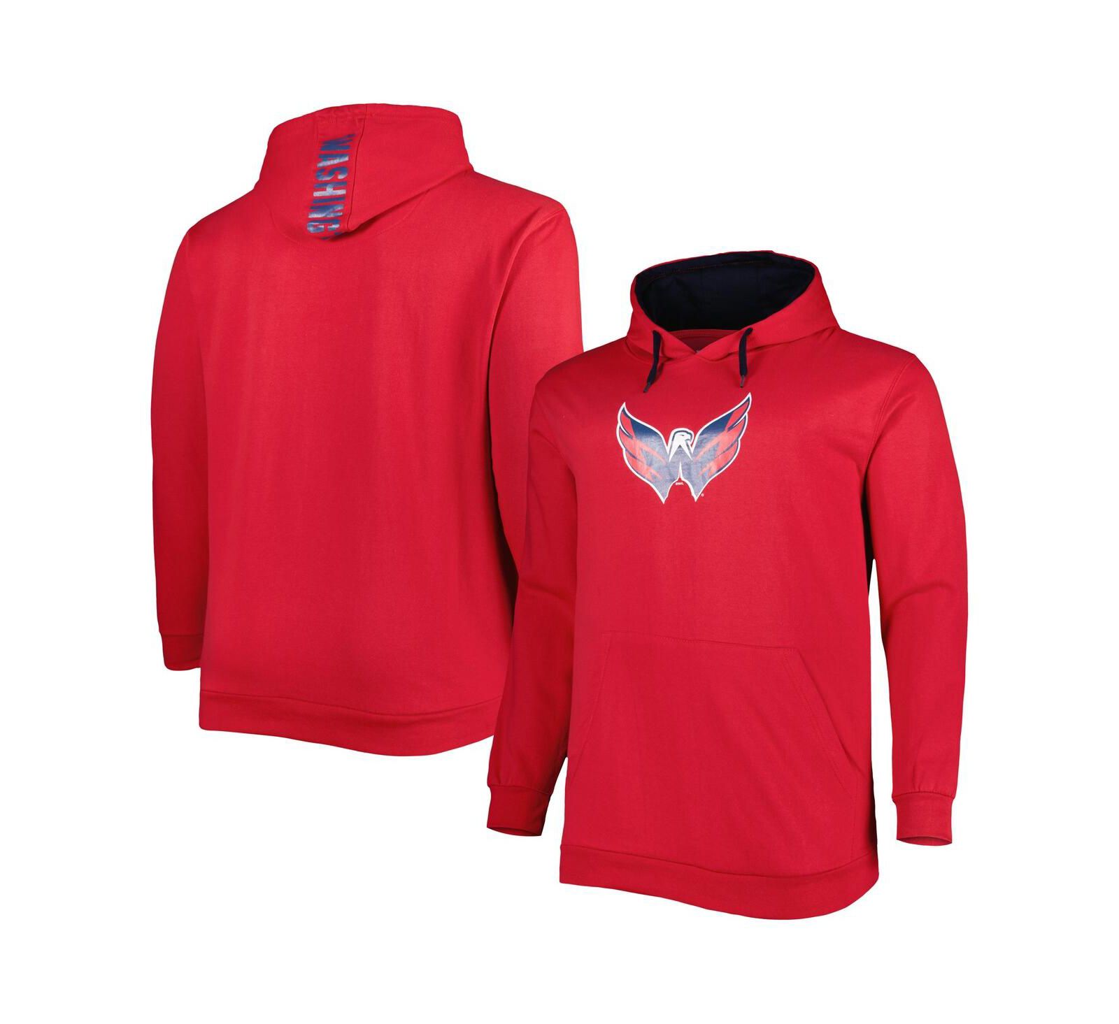 Мужское худи Profile Washington Capitals, красное, Plus Size