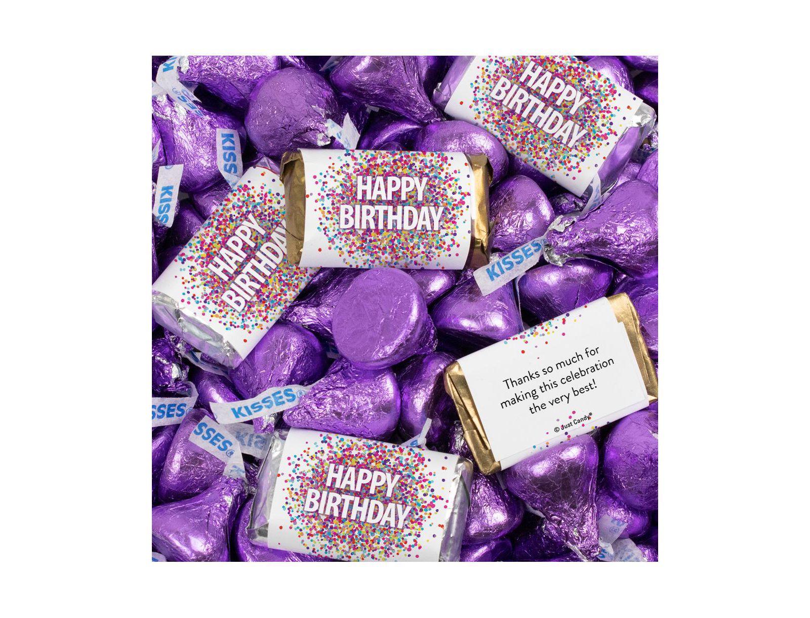 Набор сладостей Just Candy Birthday Candy Party Favors Hershey's Miniatures and Kisses, 124 Pieces