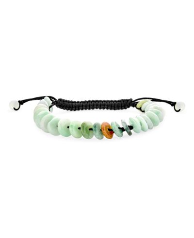 Bling Jewelry Natural Light Green Jade Gemstone Multi Donut Disc Boho Bracelet Adjustable