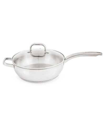 BergHOFF Belly Shape 18/10 Stainless Steel Deep Skillet with Glass Lid, 9.5"