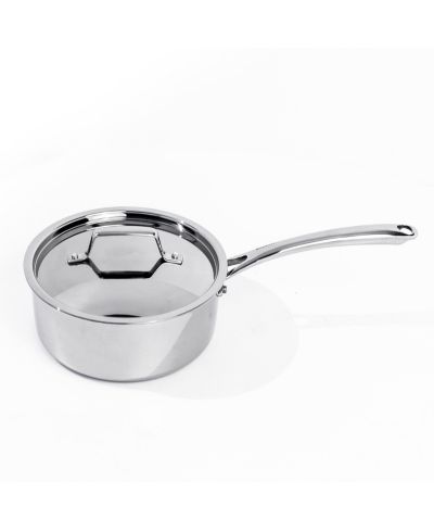 BergHOFF Stainless Steel 3.3-Quart 8" Saucepan with Lid - Professional Tri-Ply