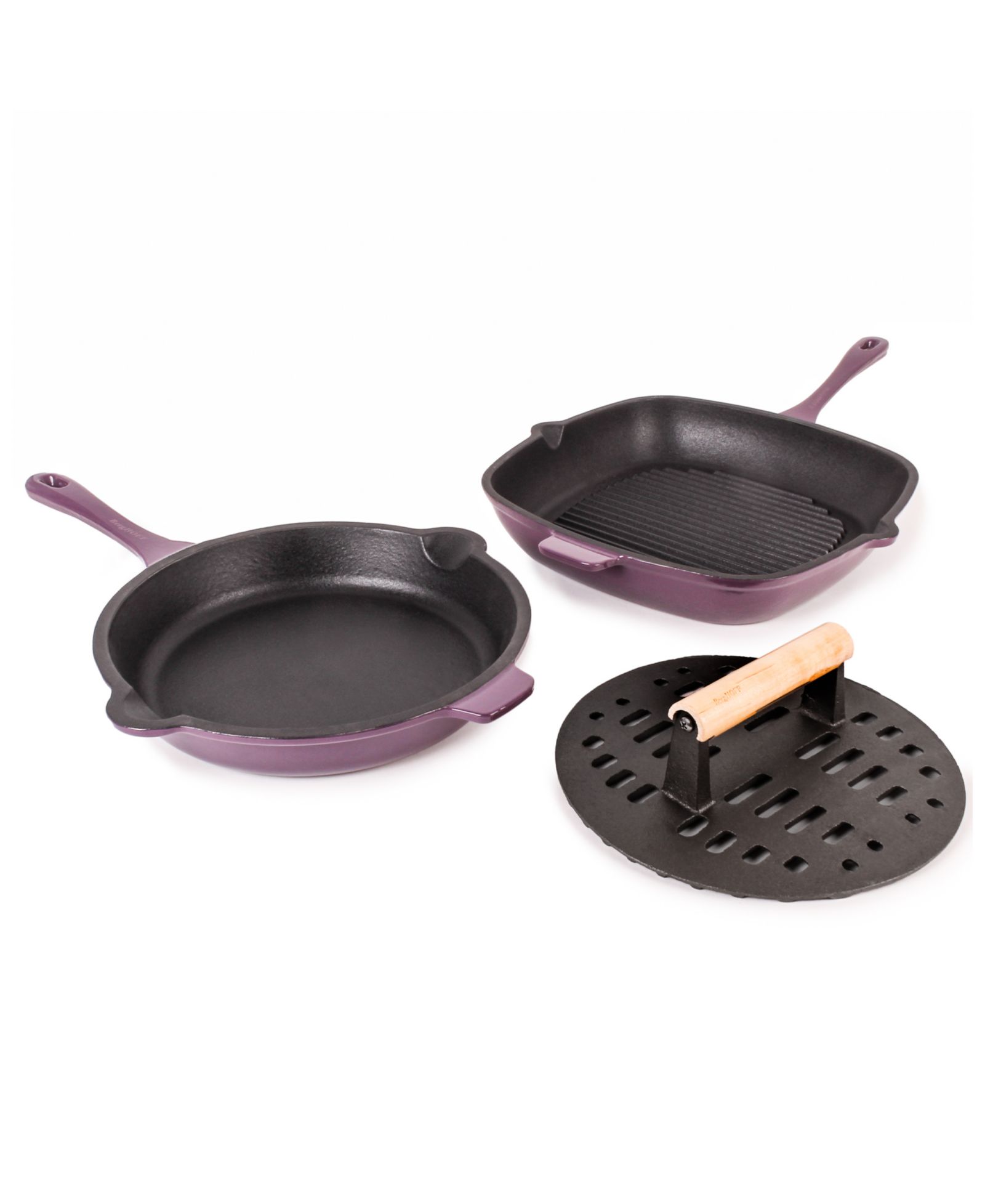 BergHOFF Neo набор сковородок 3 предмета 10" Fry Pan, 11" Grill Pan, Slotted Steak Press