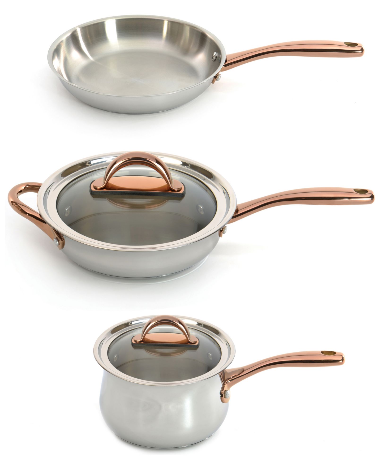 BergHOFF Ouro 18/10 Stainless Steel Starter Cookware Set с Glass Lids