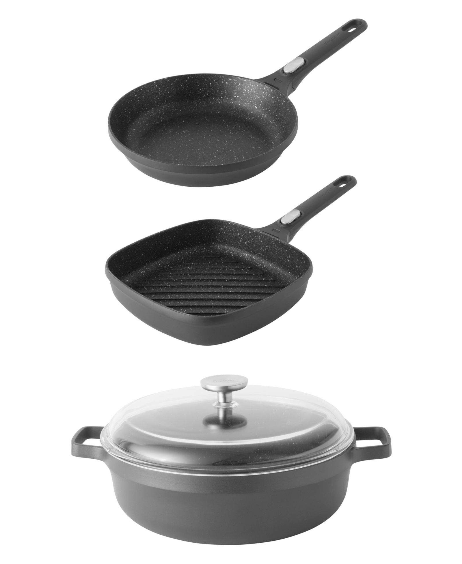 Набор кухонной посуды BergHOFF GEM 4Pc Nonstick Cast Aluminum, сковорода, гриль и сотейник