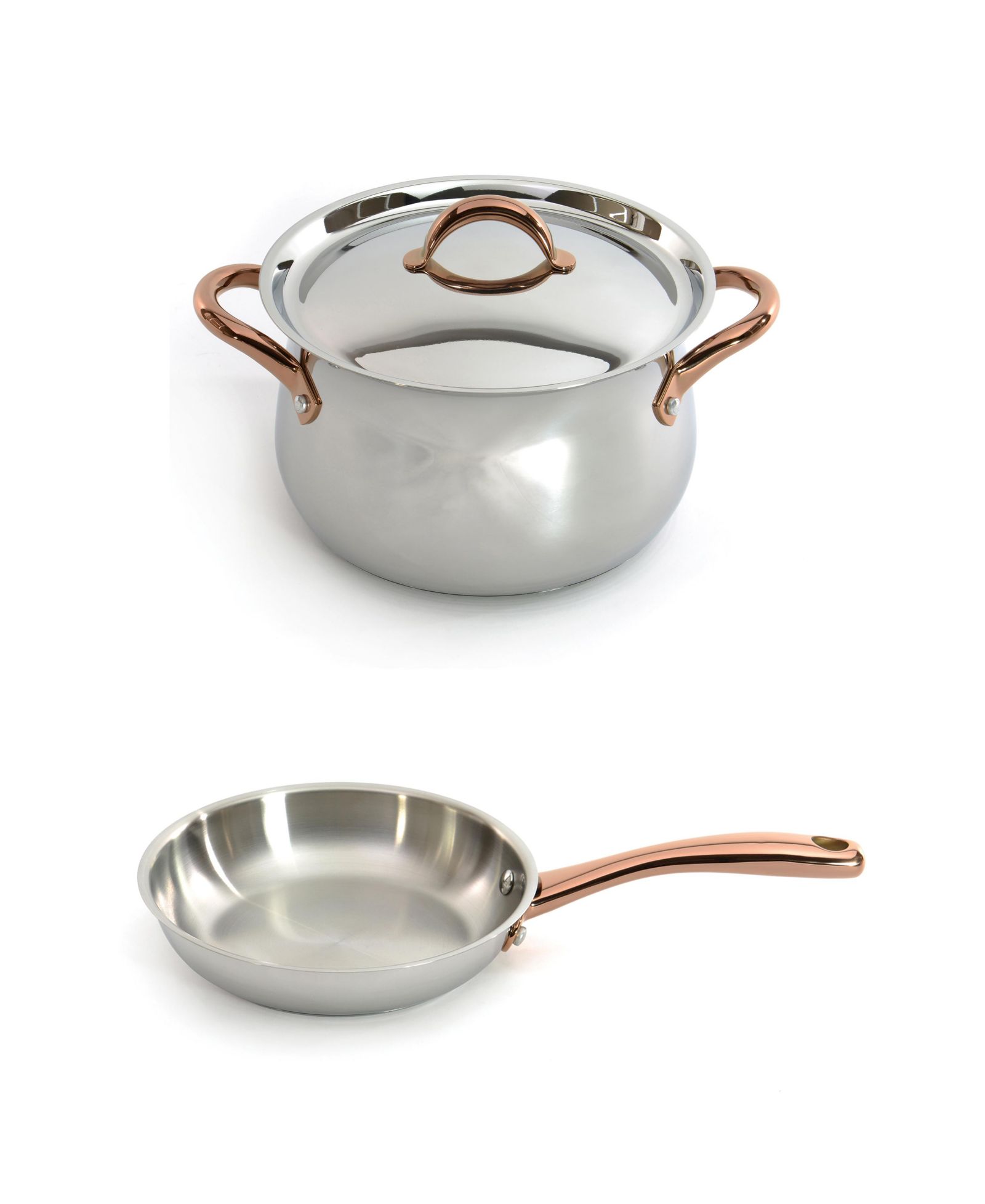 Набор посуды BergHOFF Ouro Gold 3pc 18/10 Stainless Steel, Rose Gold Handles