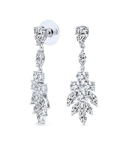 Свадебные серьги Bling Jewelry Marquise Cluster Cubic Zirconia CZ Leaf Teardrop Chandelier Dangle