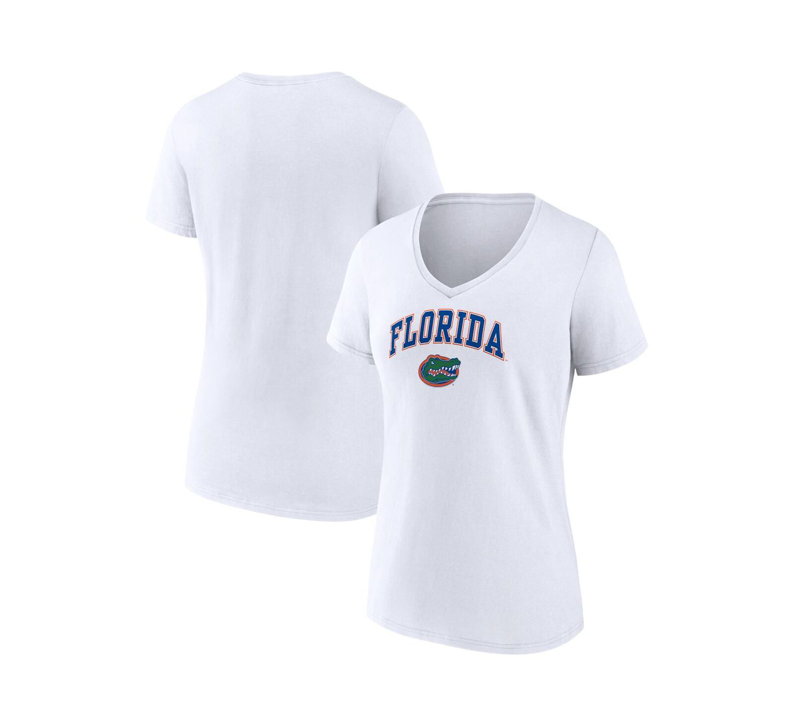 Женская футболка Fanatics White Florida Gators Evergreen Campus V-Neck белая