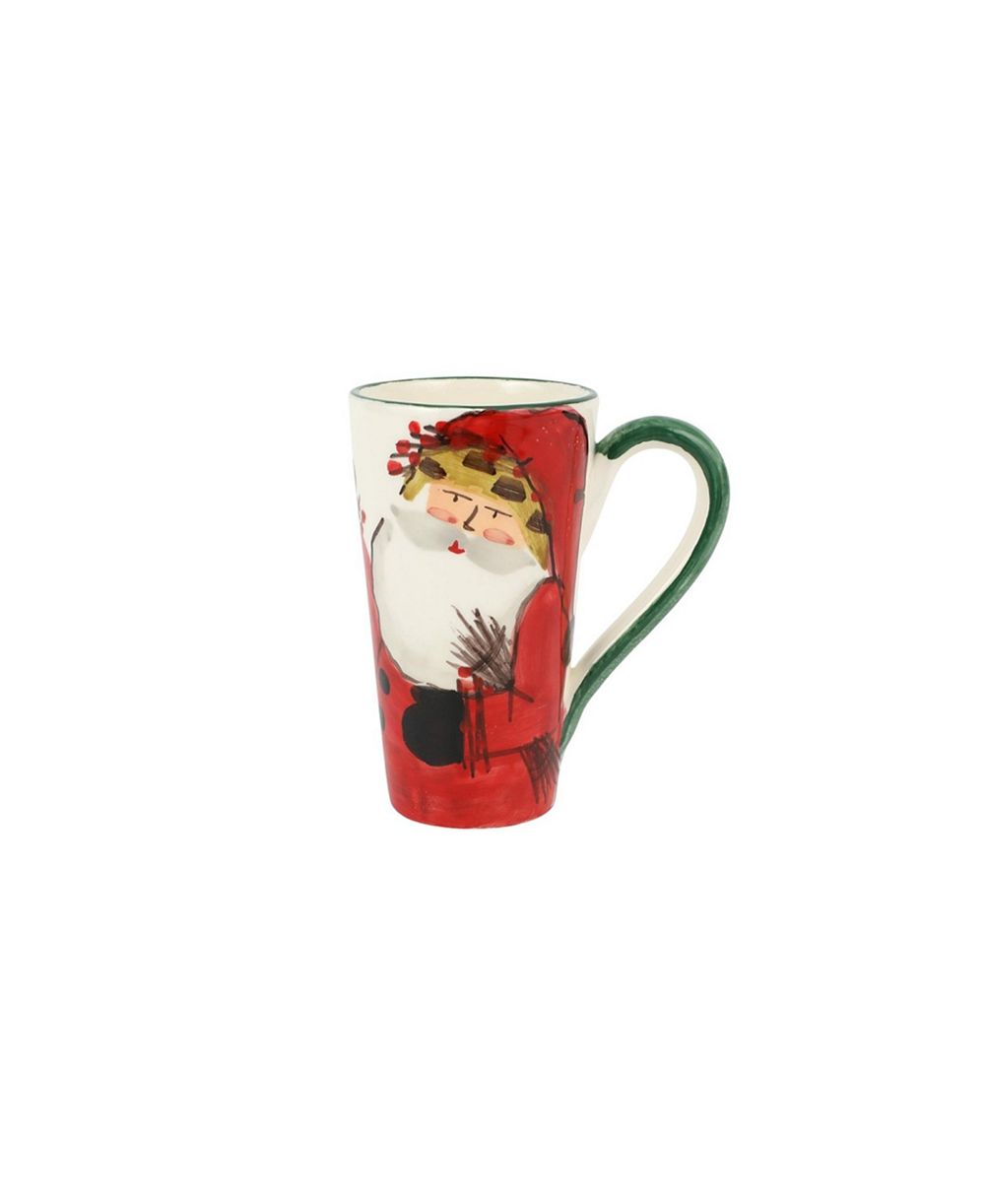 VIETRI Old St. Nick Dinnerware Latte Mug With Bird Nest