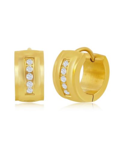 Серьги-кольца Simona Metallo Stainless Steel 13x7mm CZ huggie