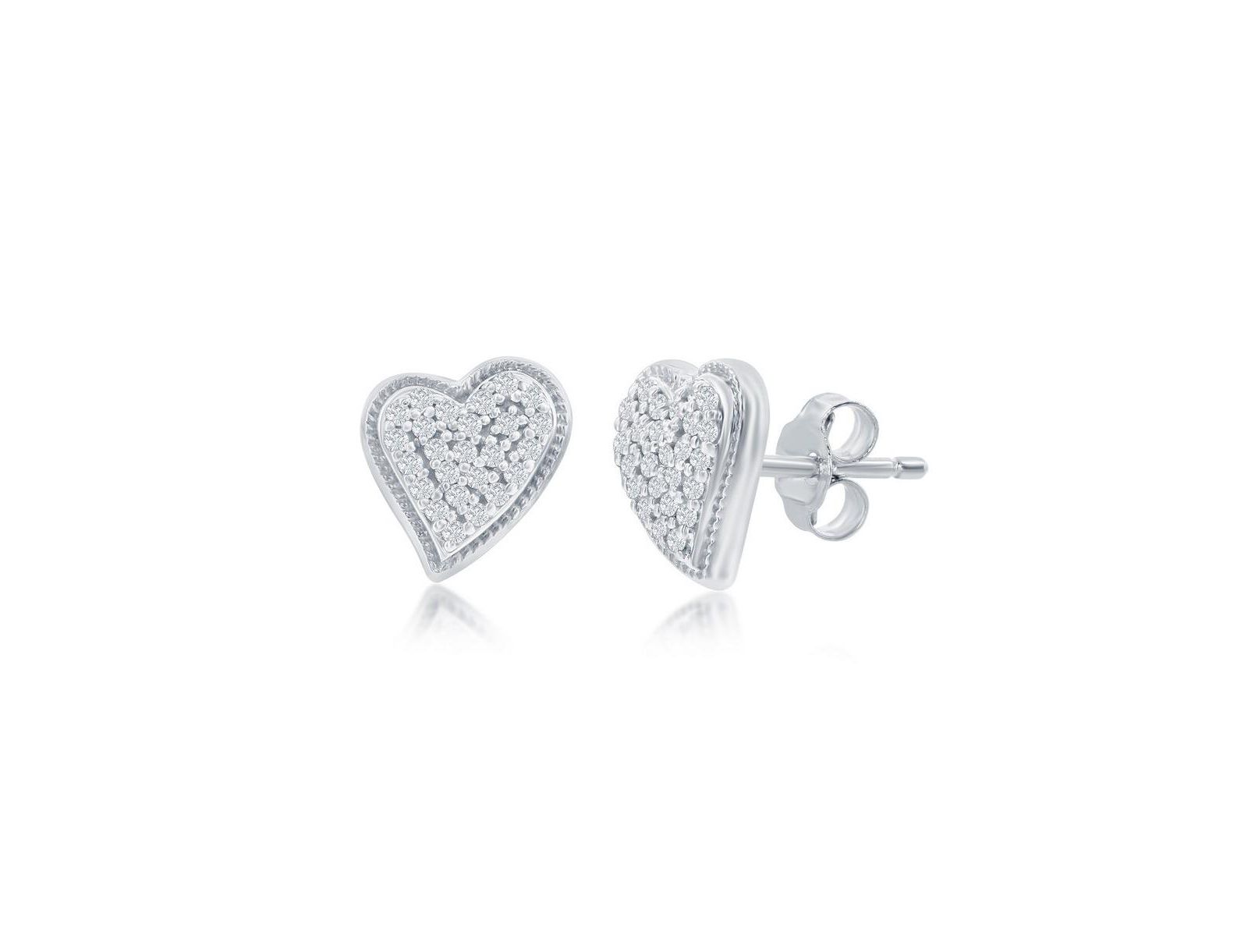 Metallo Stainless Steel 13x7mm CZ huggie Hoop Earrings