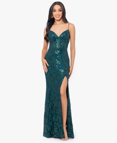Женское вечернее платье Blondie Nites Sequined Lace Corset Gown