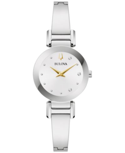 Женские часы Bulova Marc Anthony Modern Diamond Accent Stainless Steel Bangle Bracelet 26mm