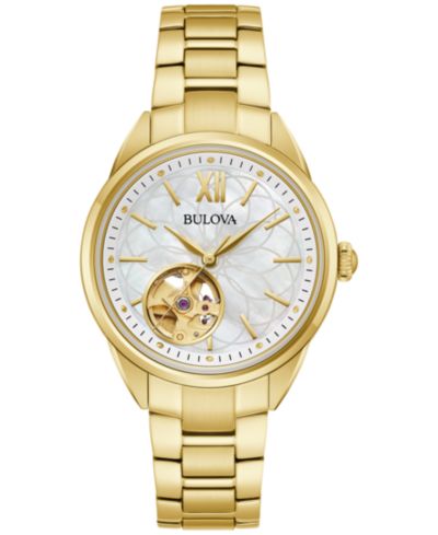 Bulova Женские автоматические классические часы Sutton Gold-Tone 35mm