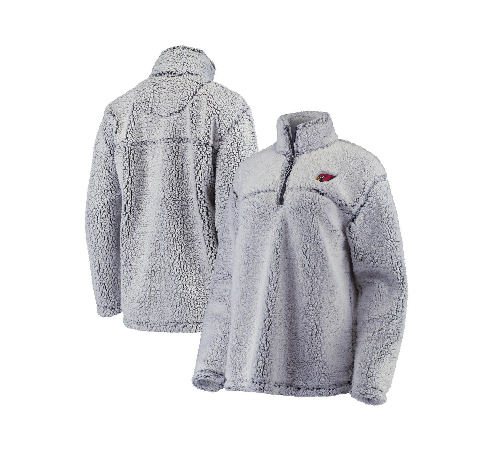 Женская куртка-пуловер G-III 4Her by Carl Banks Gray Arizona Cardinals Sherpa с молнией до середины груди
