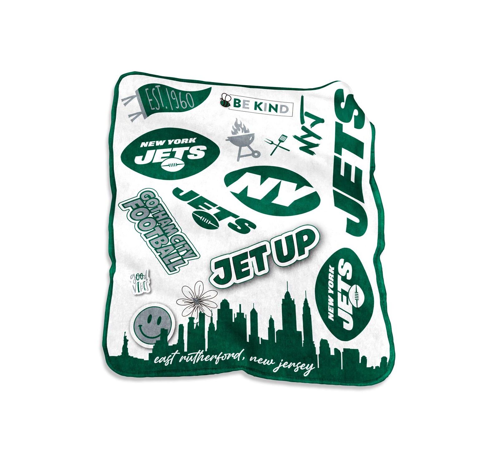 Плед Logo Brands New York Jets 50'' x 60'' Native Raschel Plush