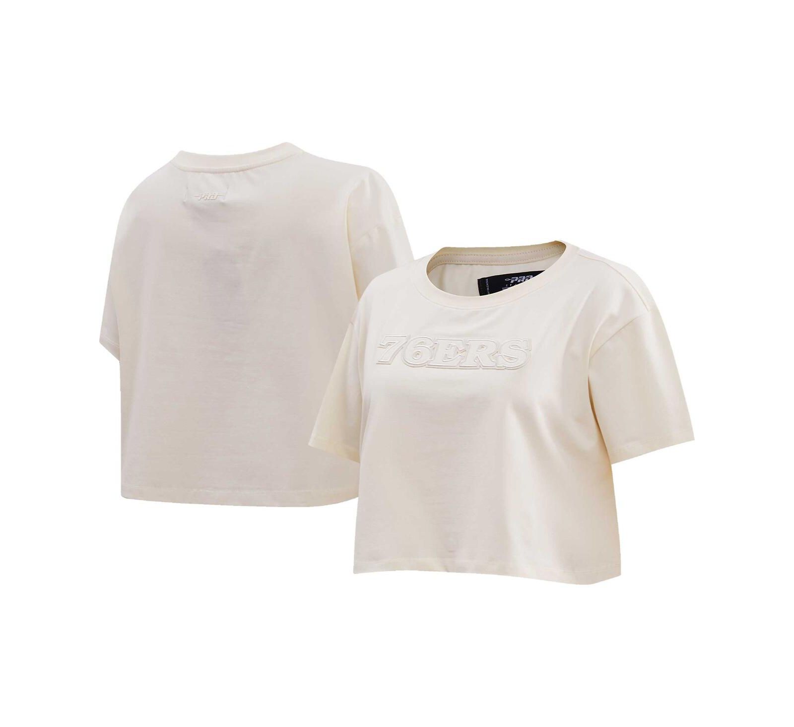 Женская укороченная футболка Pro Standard Philadelphia 76ers Neutral Cream Boxy Crop