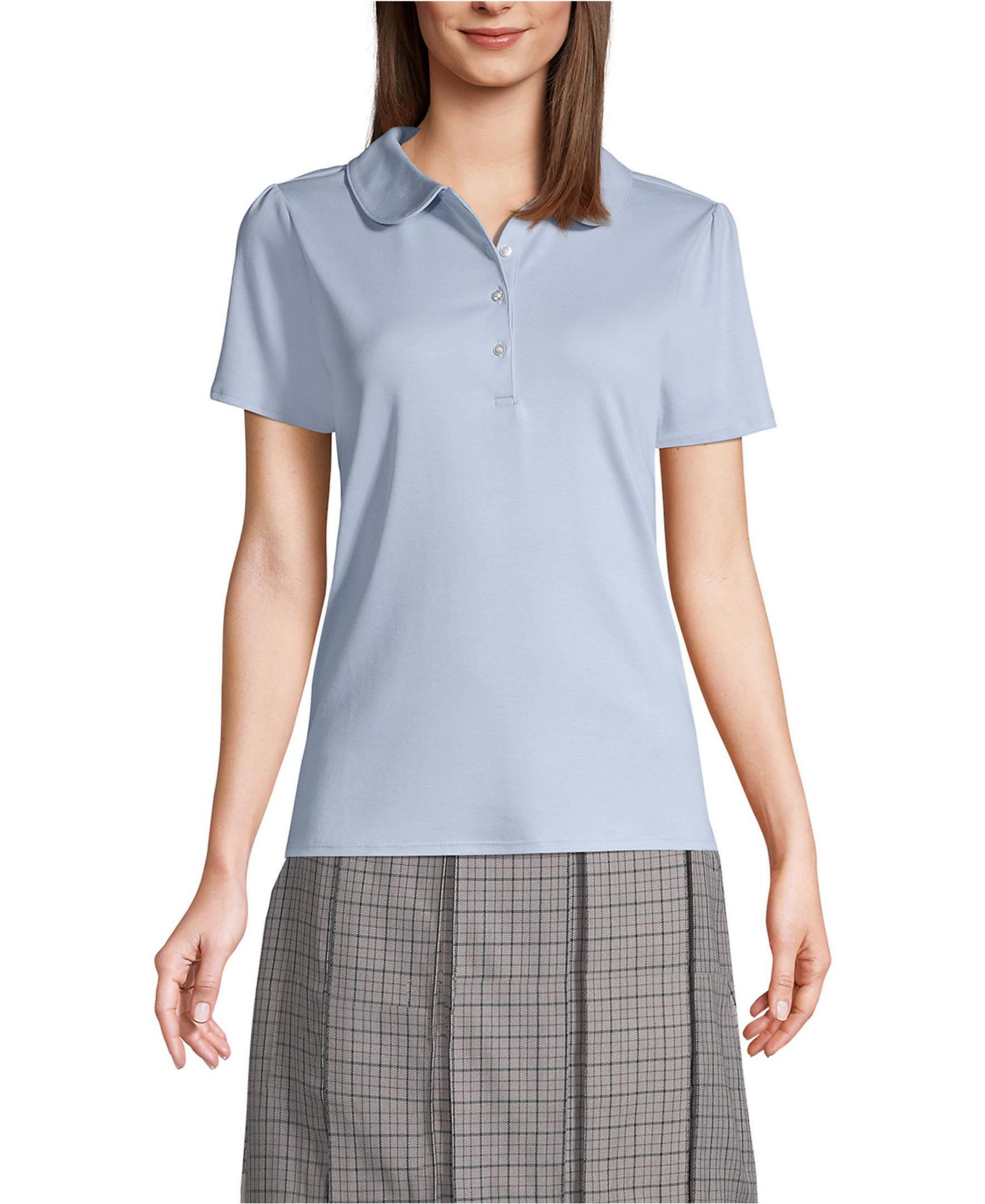 Поло Lands' End Women's Short Sleeve Peter Pan Collar