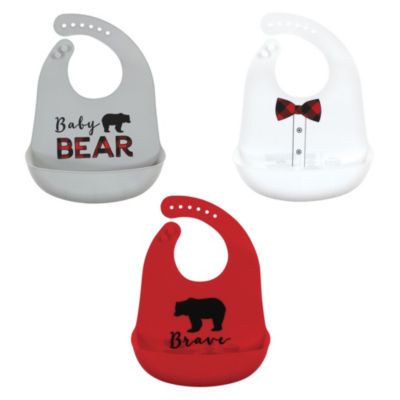 Little Treasure Boys Triple Pack of Durable Silicone Mealtime Bibs