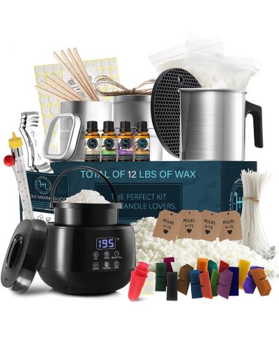 Hearth & Harbor Complete DIY Candle Making Kit for Adults & Kids - 12 Lb. Soy Wax & Electric Melting Pot