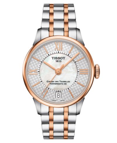 Часы Tissot Women's Swiss Automatic Chemin des Tourelles Powermatic 80 Helvetic Pride Two-Tone Stainless Steel Bracelet 32mm