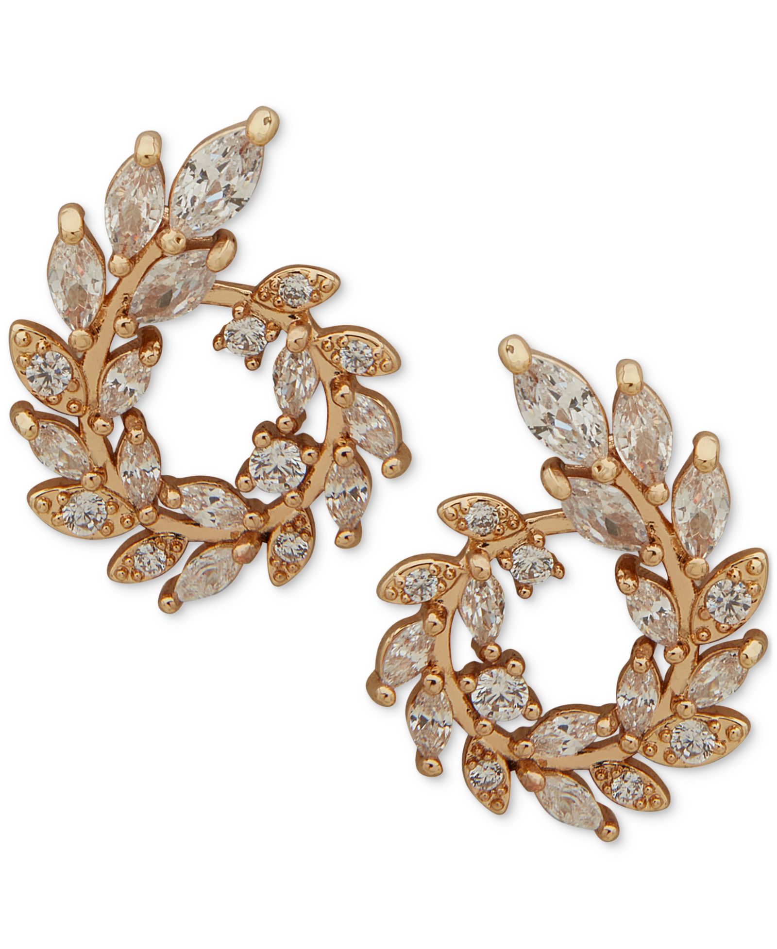 lonna & lilly Gold-Tone Crystal Wreath Spiral Stud Earrings