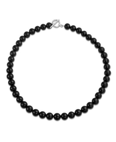 Bling Jewelry Ожерелье из натурального черного оникса, 10MM, 16-19 Inch