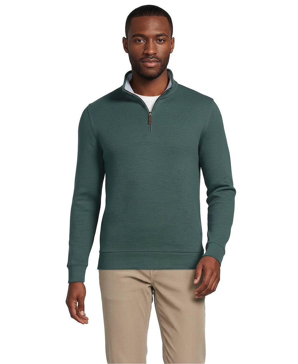 Lands' End Big & Tall Bedford Rib Quarter Zip Pullover Sweater