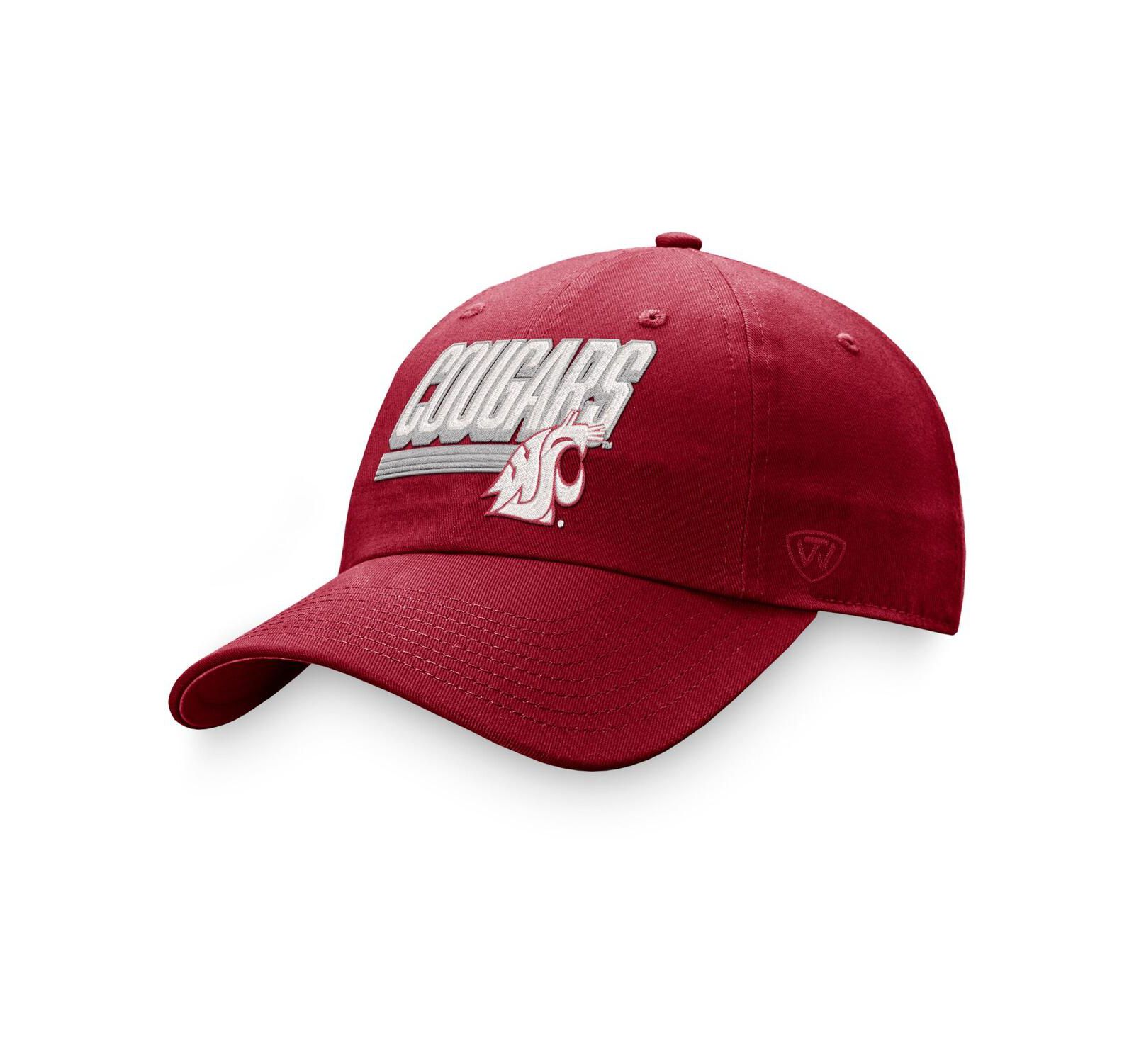 Men's Top of the World Crimson Washington State Cougars Slice Adjustable Hat