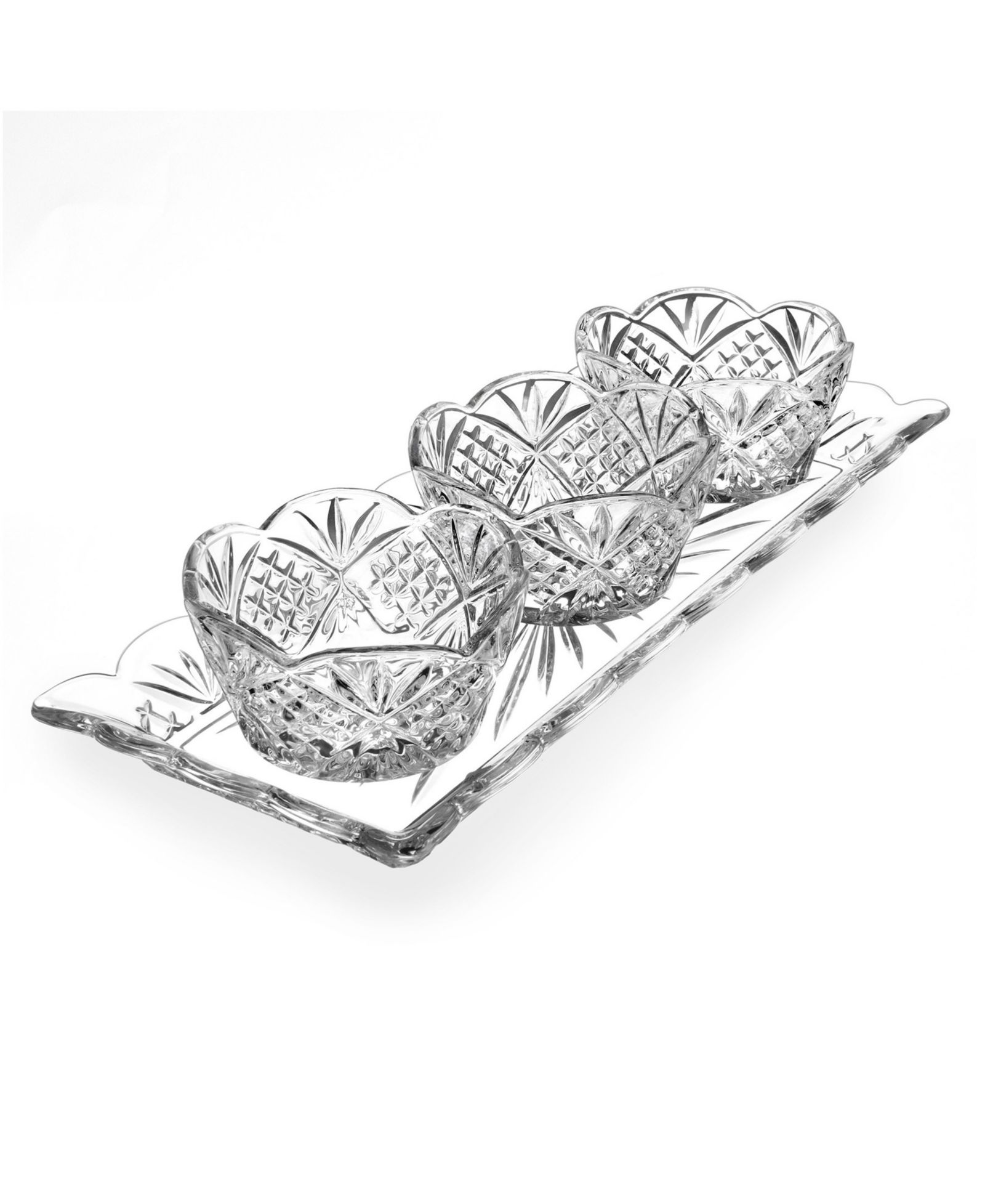 Godinger Dublin Crystal 4-Piece Scalloped Appetizer Server Set
