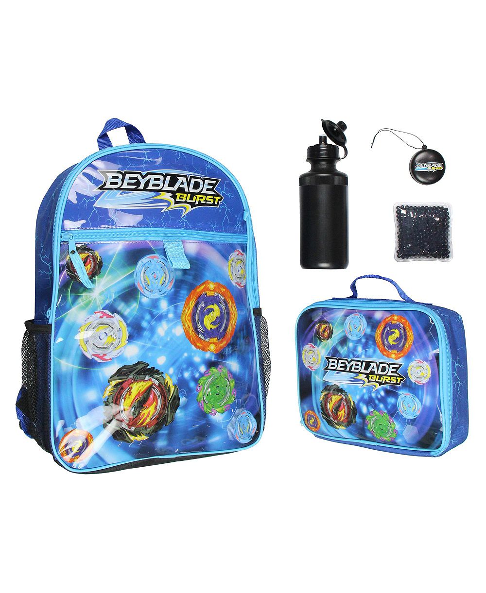 Beyblade Burst TV Show Tossed Print 5 PC Backpack Lunch box Waterbottle Icepack Set 16"