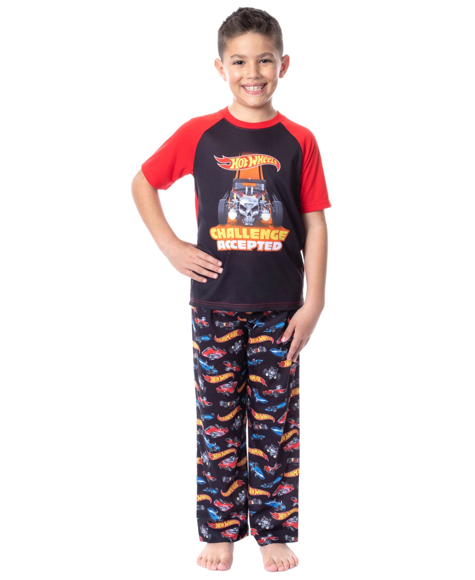Hot Wheels Cars Boys' Challenge Accepted Raglan Kids Sleep Pajama Set