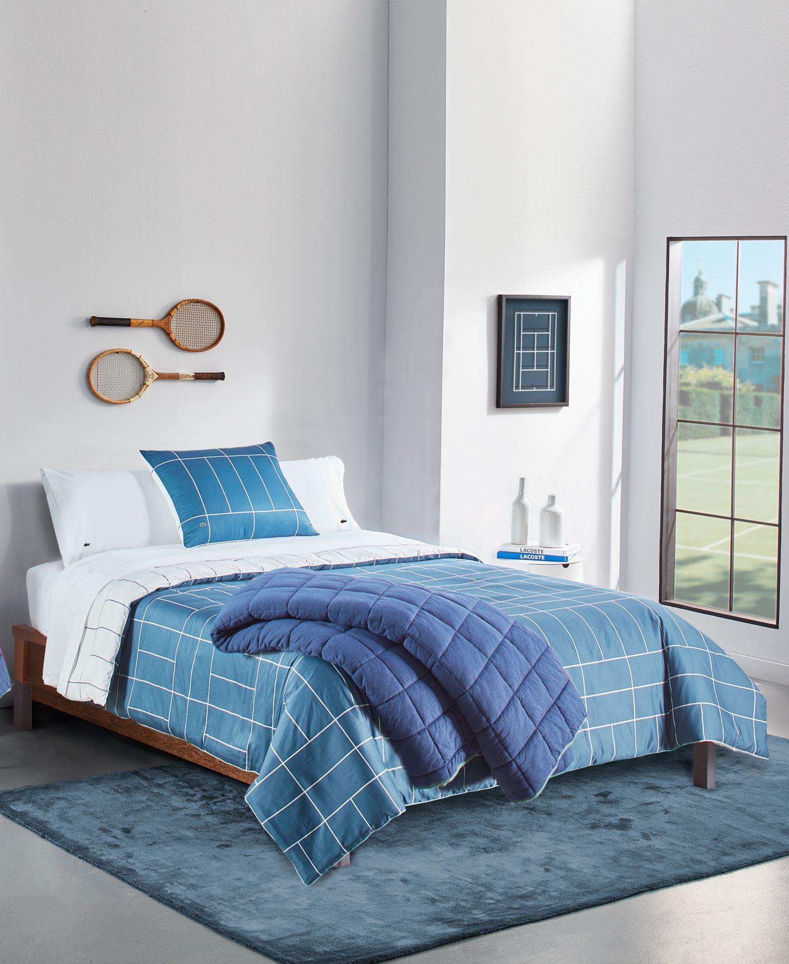 Lacoste Home Ashcombe 2 Piece Check Comforter Set, Twin