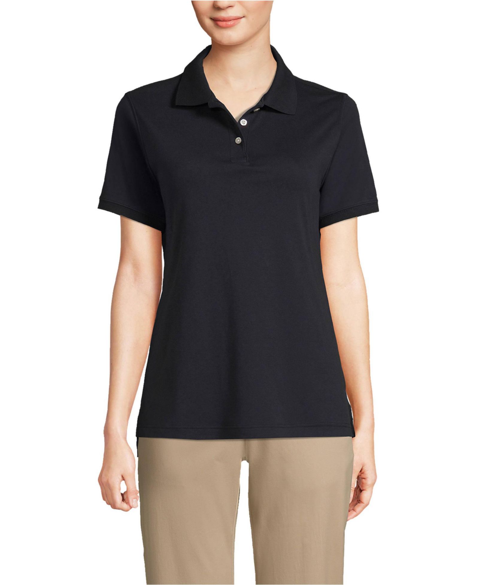 Женская рубашка поло Lands' End Short Sleeve Interlock