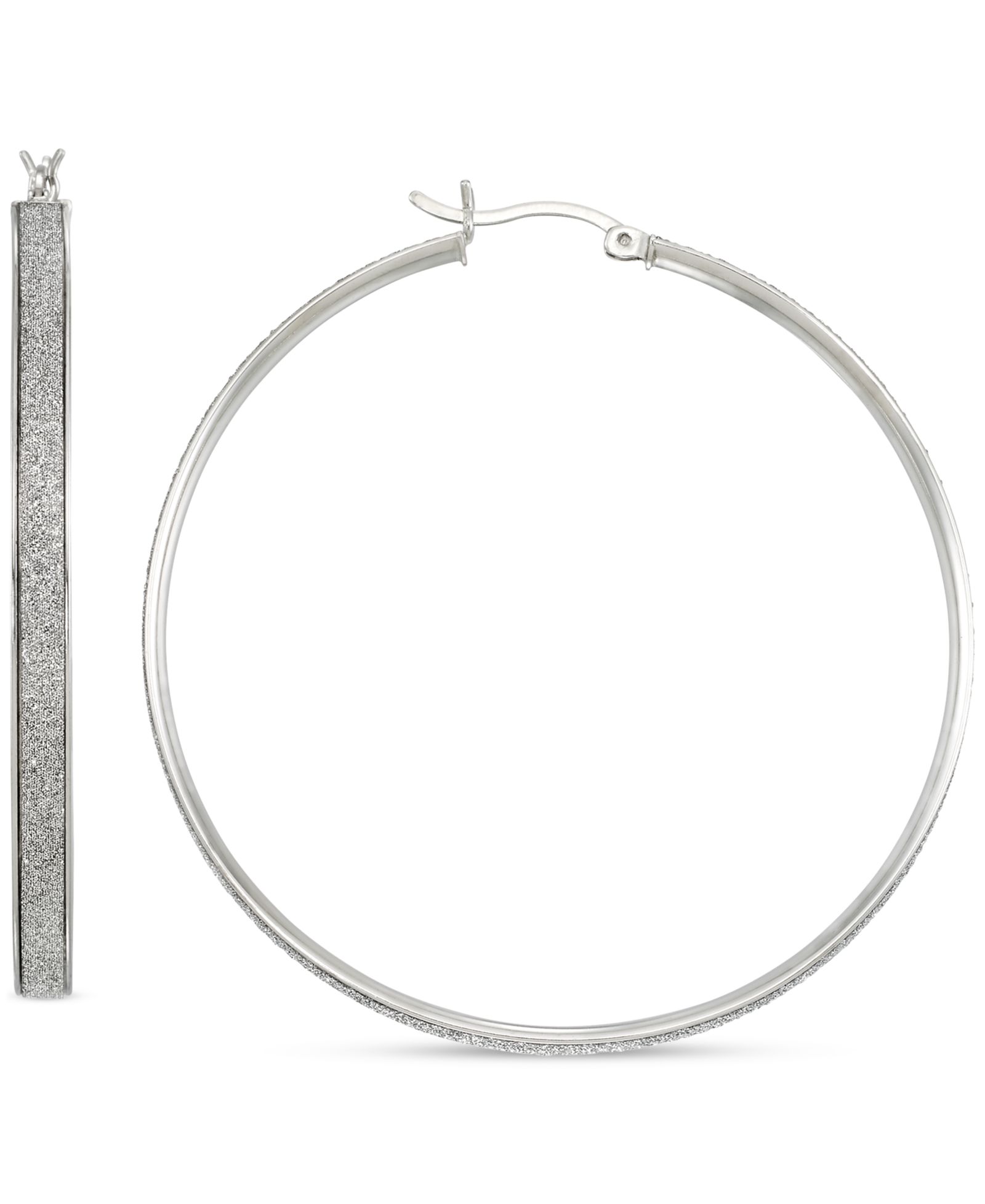 Серьги-кольца Glitter Round Medium из стерлингового серебра, 2"