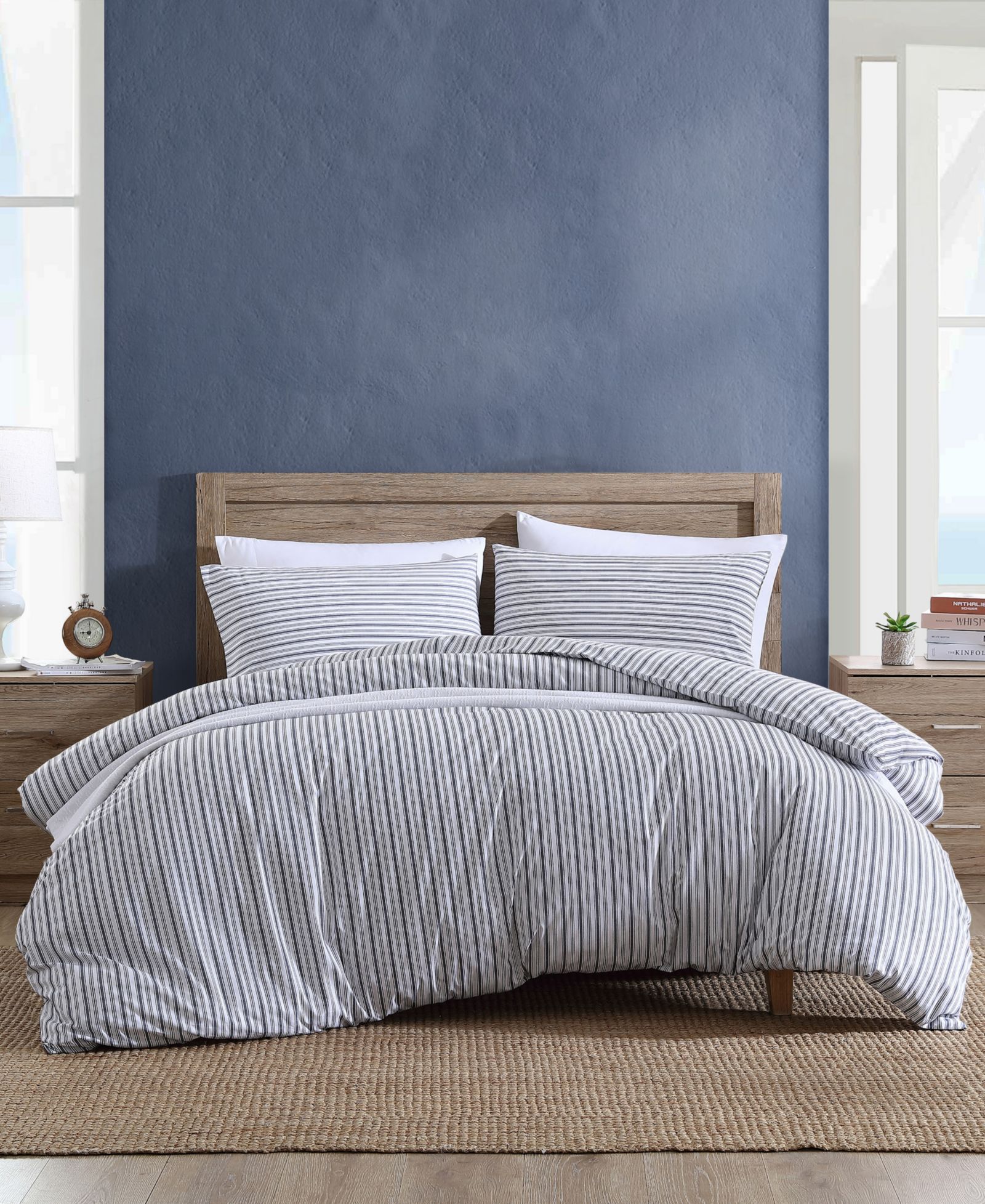 Nautica Coleridge Stripe Cotton Reversible Duvet Cover, King