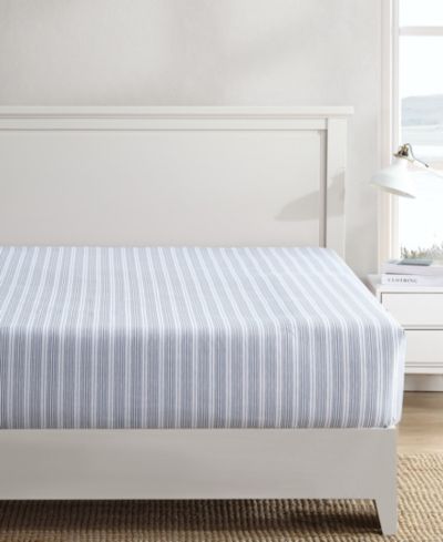 Nautica Beaux Stripe Cotton Percale Fitted Sheet, Twin