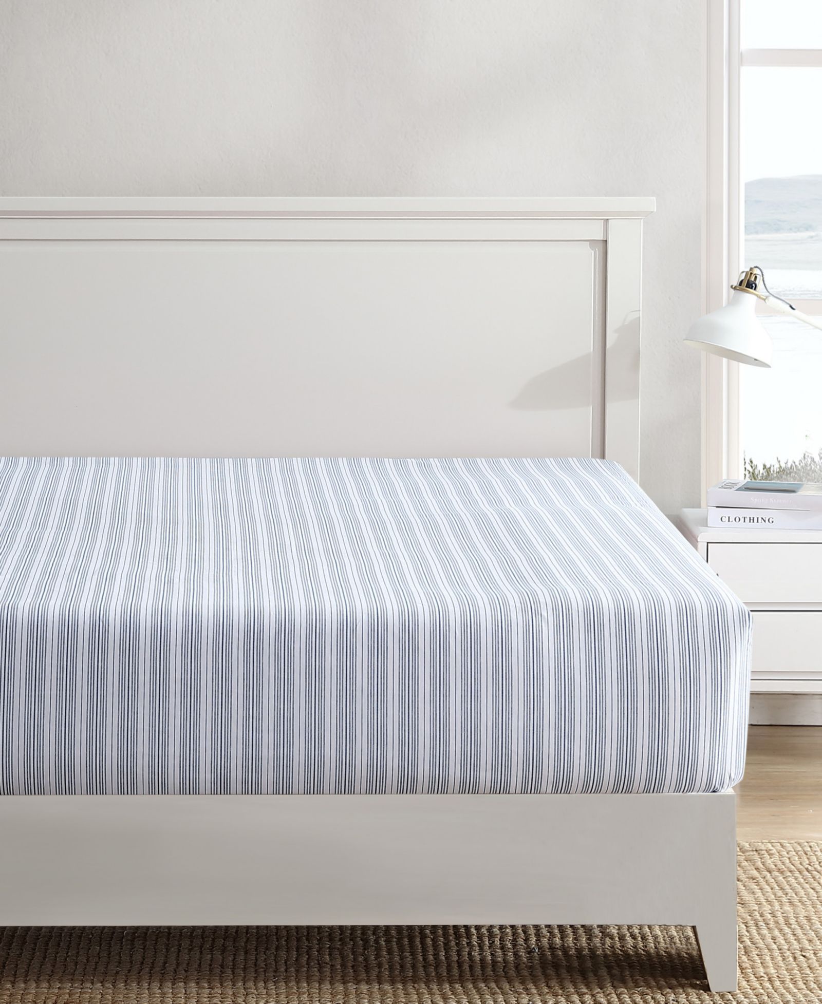 Nautica Beaux Stripe Cotton Percale Fitted Sheet, Full