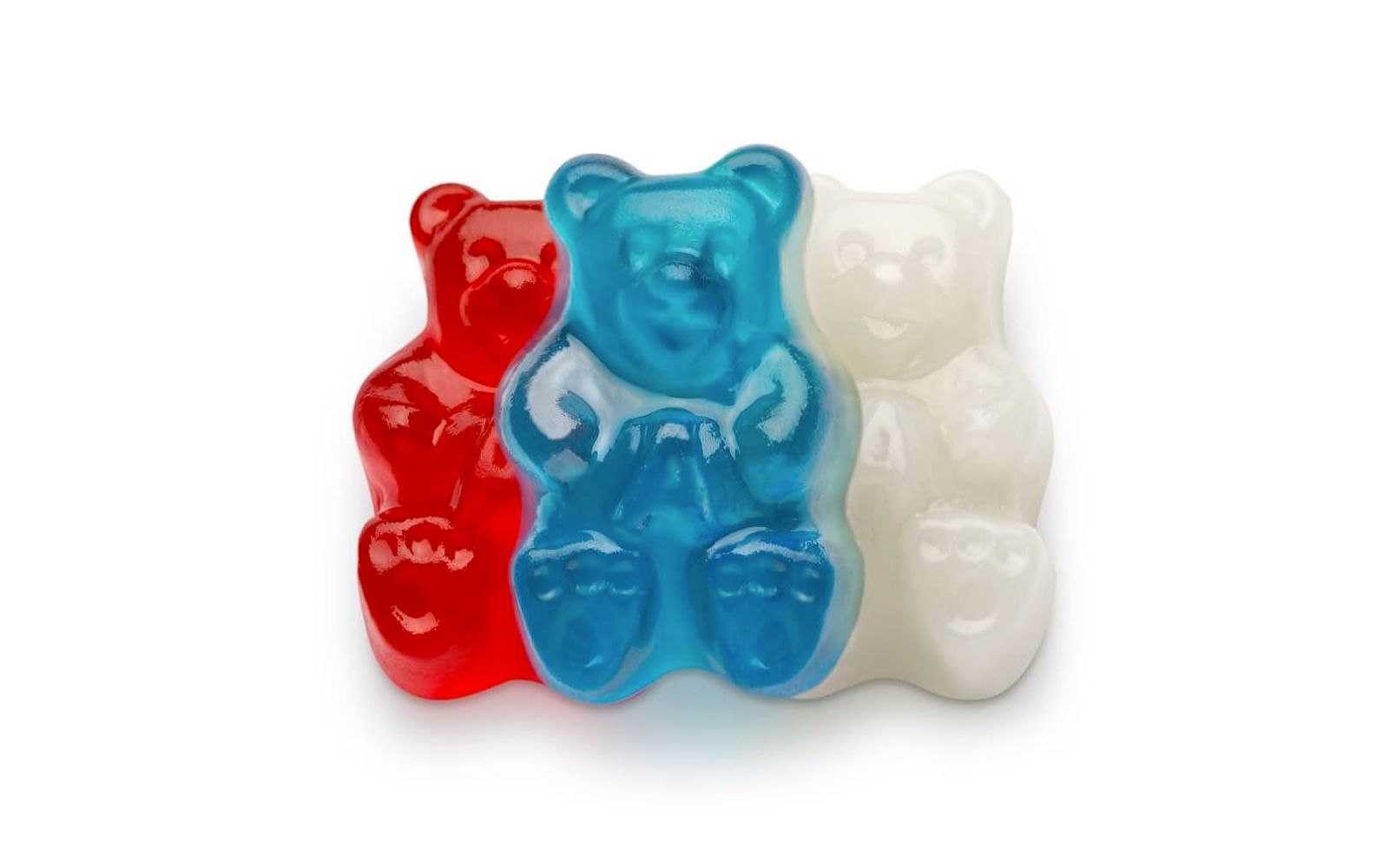 Just Candy 100 Pcs Patriotic Candy Red, White, and Blue Freedom Gummi Bears (1 lb) - 4th of July