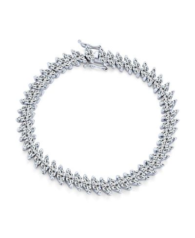 Bling Jewelry Vintage Clear 25CTW CZ Marquise Statement Tennis Bracelet Silver Plated