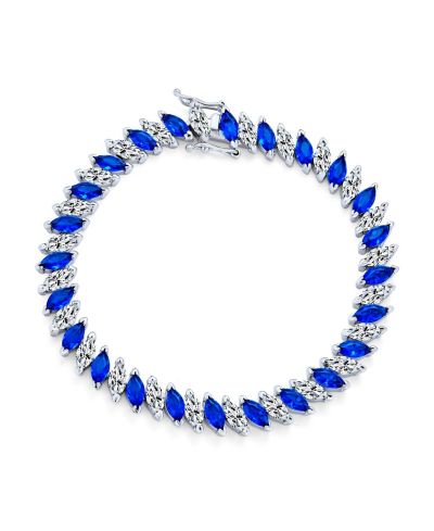 Bling Jewelry Vintage Clear 25CTW CZ Marquise Statement Tennis Bracelet Silver Plated