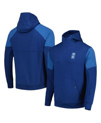 Men's adidas Blue Seattle Sounders FC 2023 Player Travel Pullover Hoodie