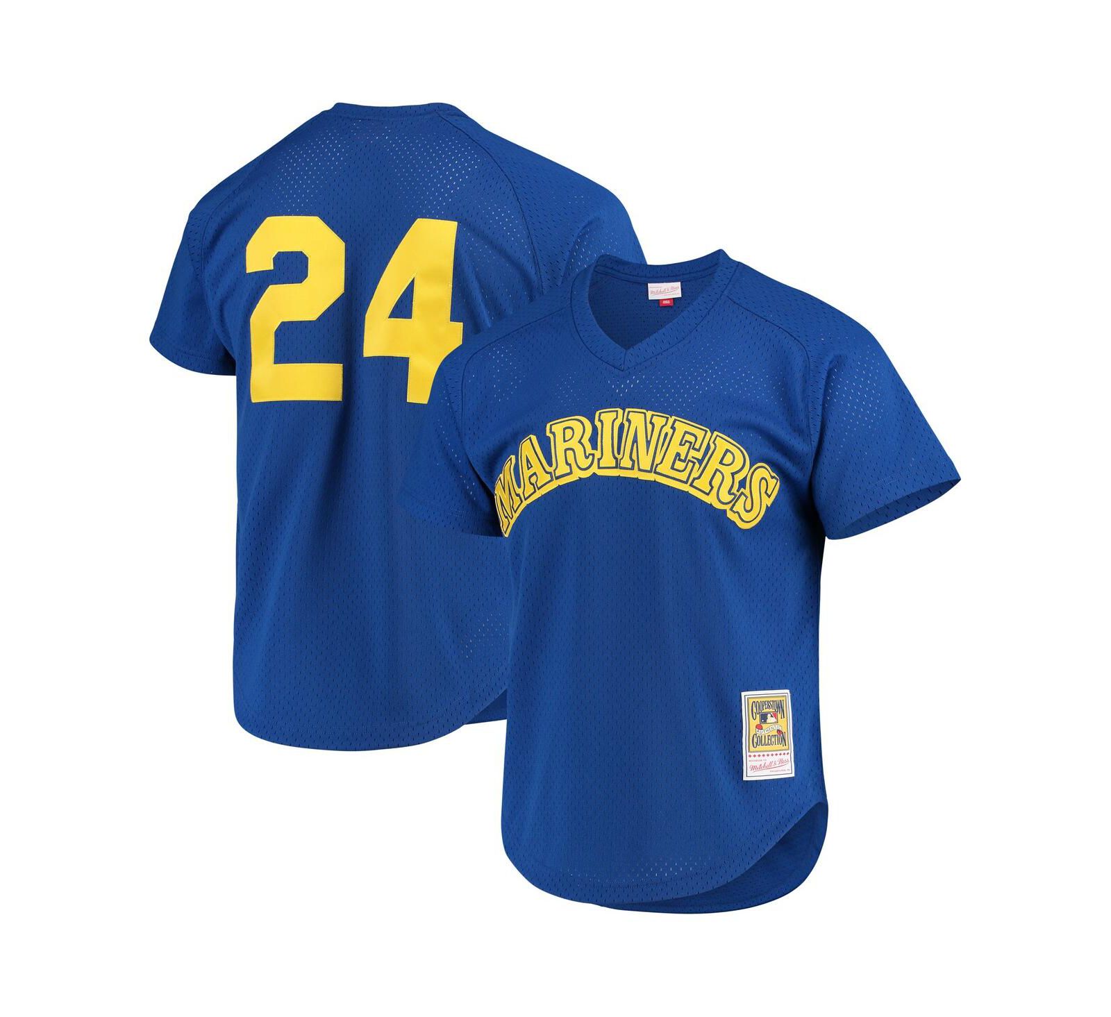 Men's Mitchell & Ness Ken Griffey Jr. Royal Seattle Mariners Cooperstown Mesh Batting Practice Jersey