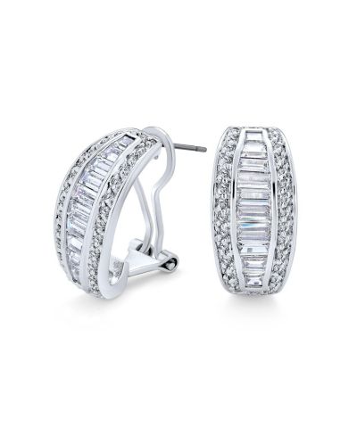 Серьги-гвоздики Bling Jewelry Art Deco Style Bridal Statement CZ Baguette