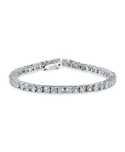 Bling Jewelry Classic 12CTW Round CZ Basket Set Blue Tennis Bracelet Silver Plated 7.5"