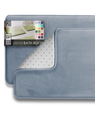 Clara Clark 2 Piece Ultra Soft Non-Slip Plush Memory Foam Bath Rug Set - Small & Large